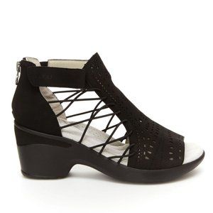 JBU Womens Black Back Zipper Arch Support Comfort Nelly Round Toe Sandals 7.5